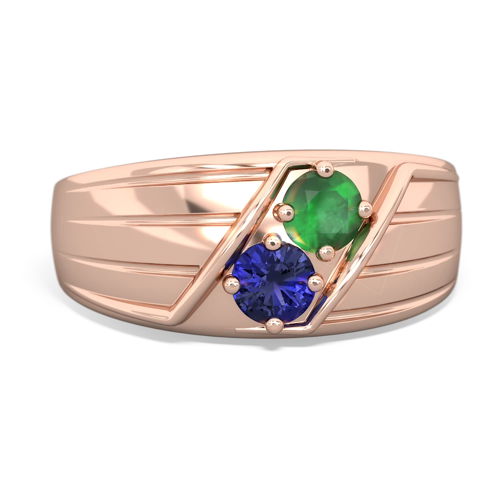 Emerald Men's Streamline 14K Rose Gold ring R0460