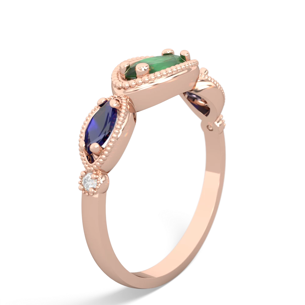 Emerald Milgrain Marquise 14K Rose Gold ring R5700