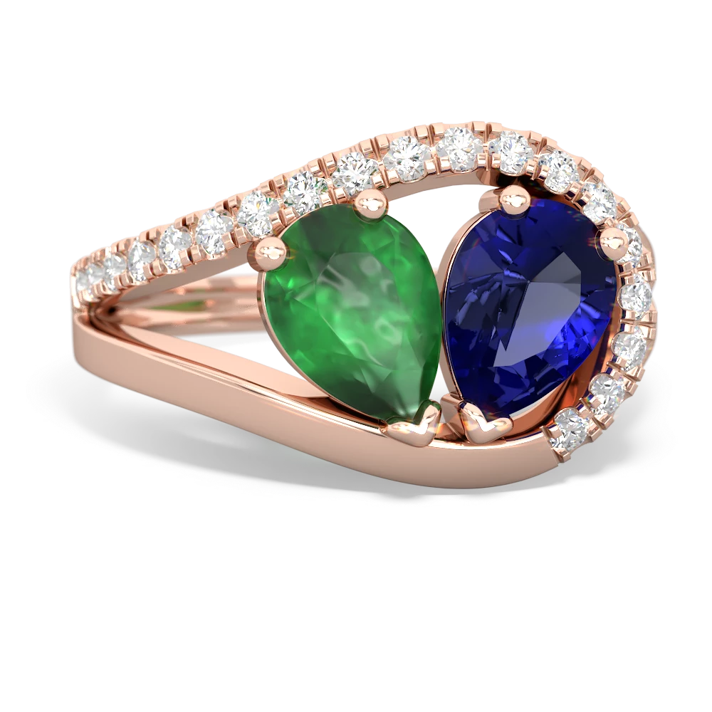 Emerald Nestled Heart Keepsake 14K Rose Gold ring R5650