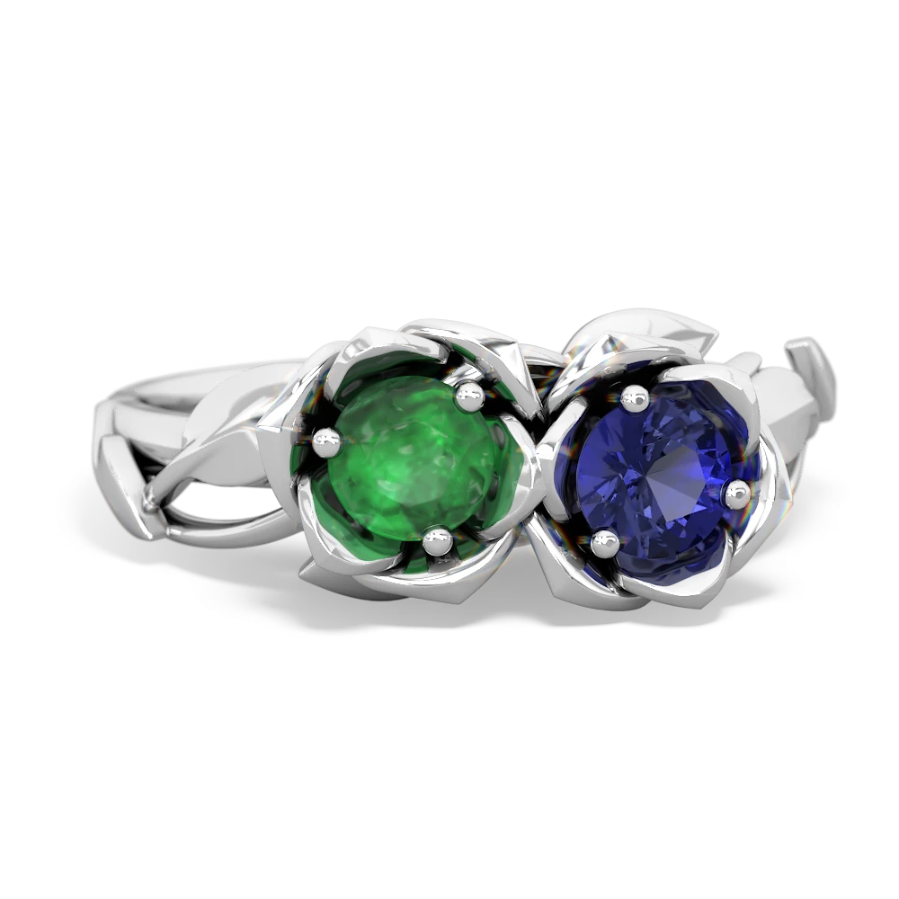 Emerald Rose Garden 14K White Gold ring R5510