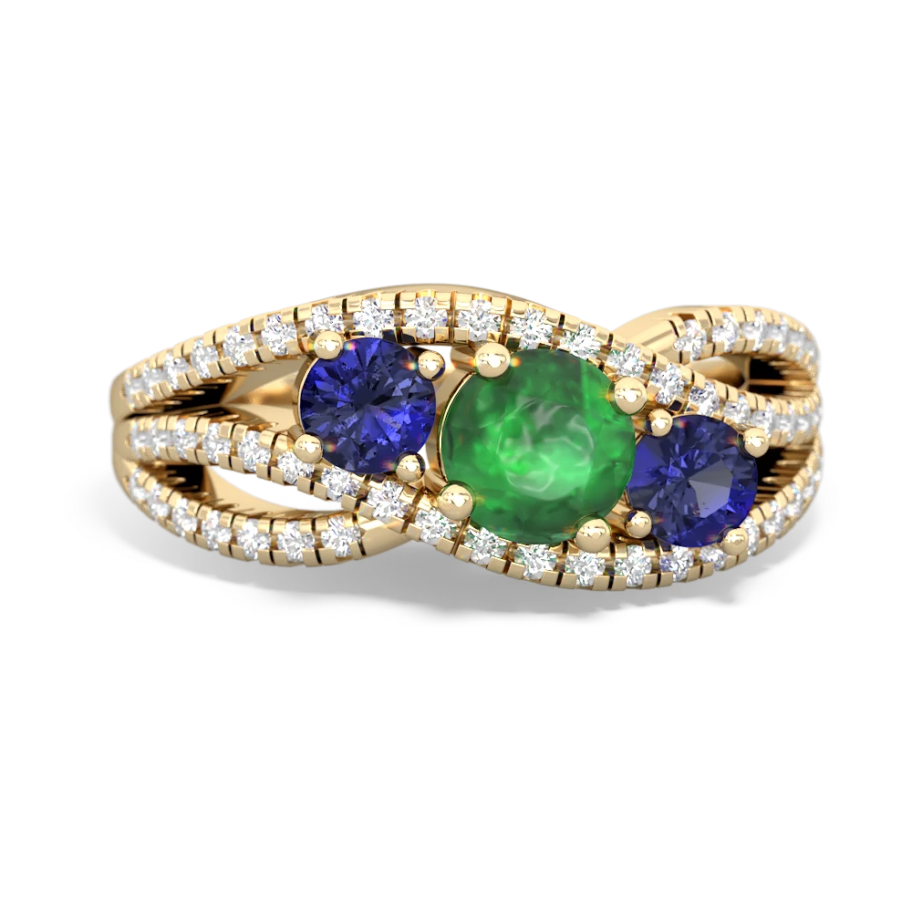 Emerald Three Stone Aurora 14K Yellow Gold ring R3080