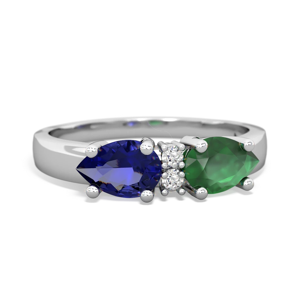Emerald Pear Bowtie 14K White Gold ring R0865