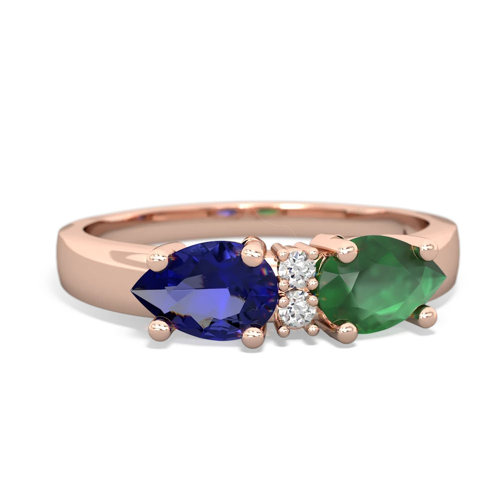 Emerald Pear Bowtie 14K Rose Gold ring R0865