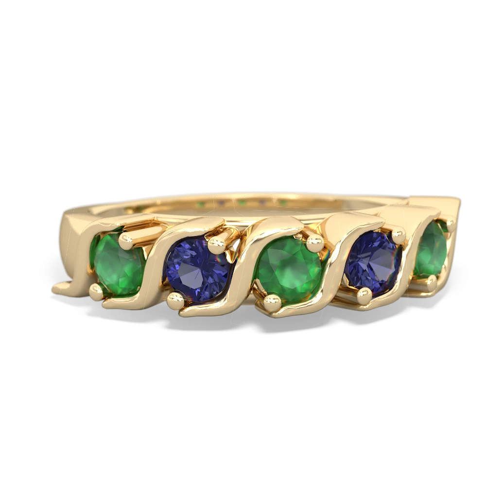 Emerald Anniversary Band 14K Yellow Gold ring R2089