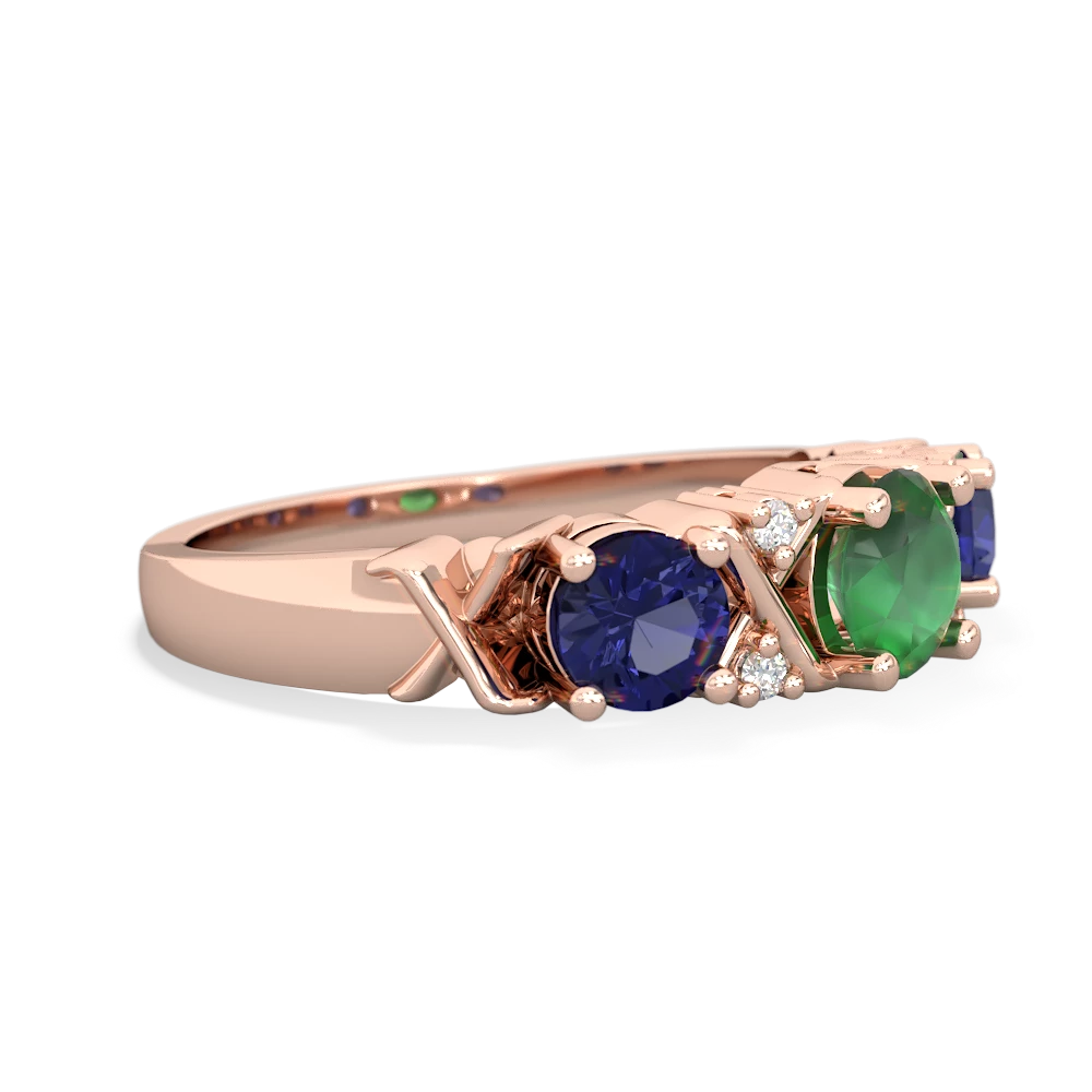 Emerald Hugs And Kisses 14K Rose Gold ring R5016
