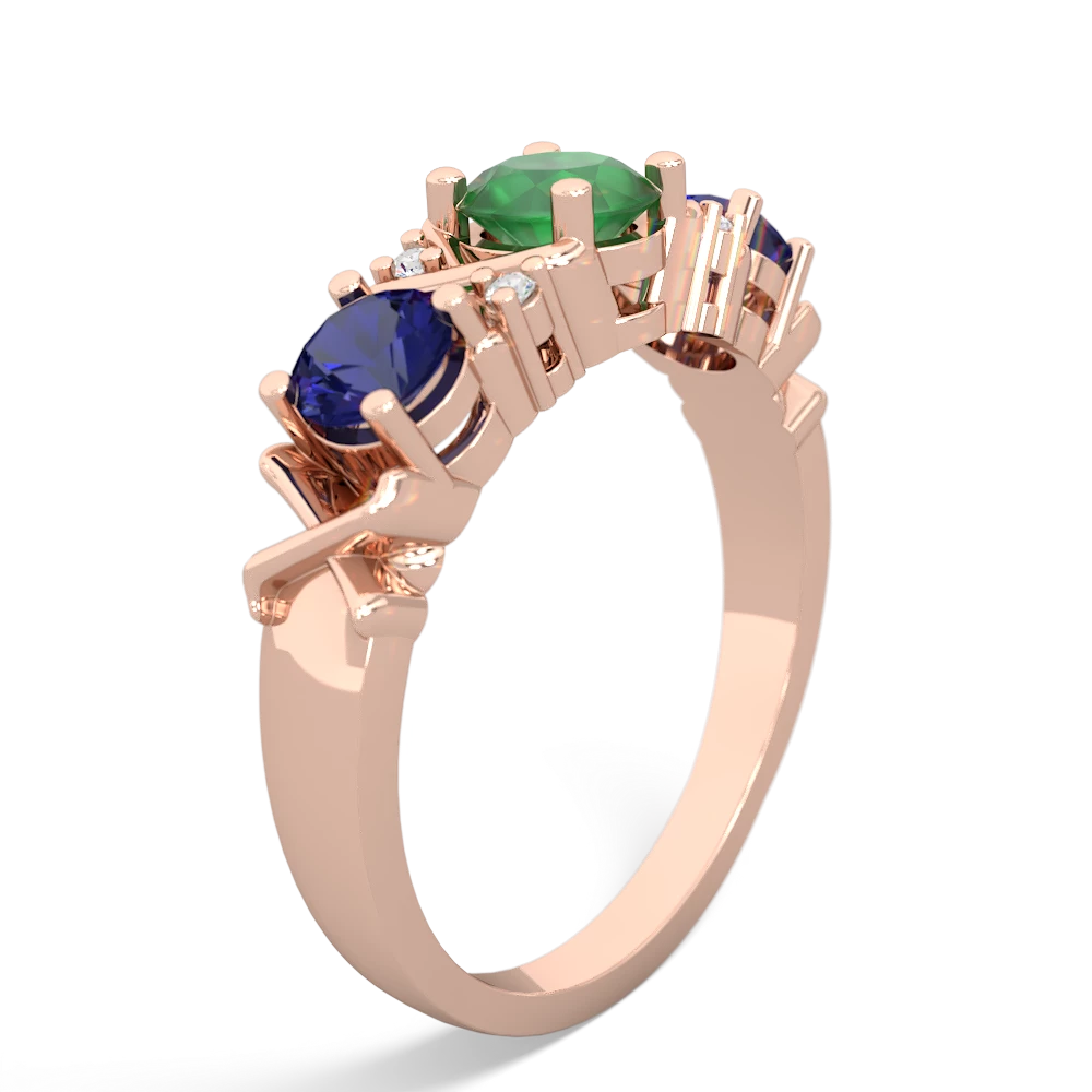 Emerald Hugs And Kisses 14K Rose Gold ring R5016