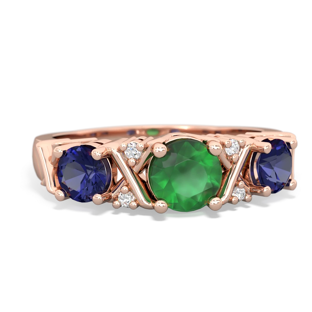 Emerald Hugs And Kisses 14K Rose Gold ring R5016