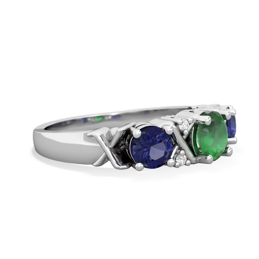 Emerald Hugs And Kisses 14K White Gold ring R5016