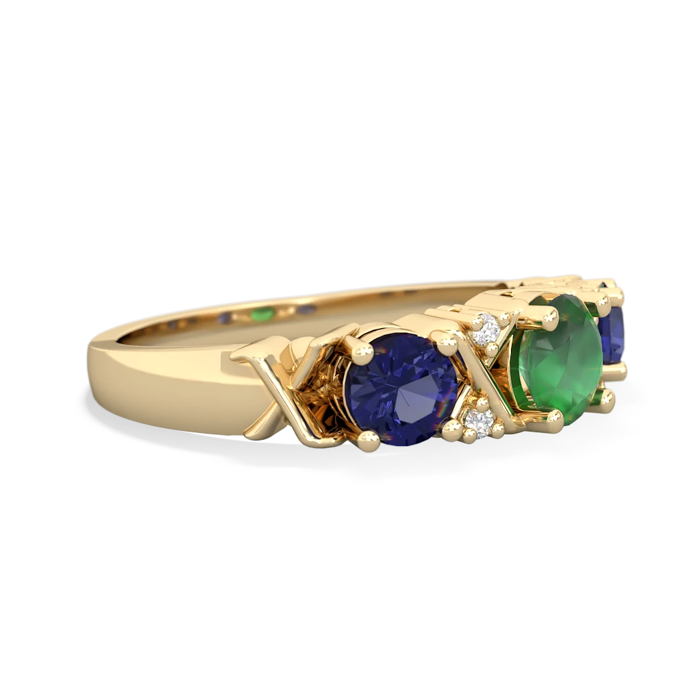 Emerald Hugs And Kisses 14K Yellow Gold ring R5016