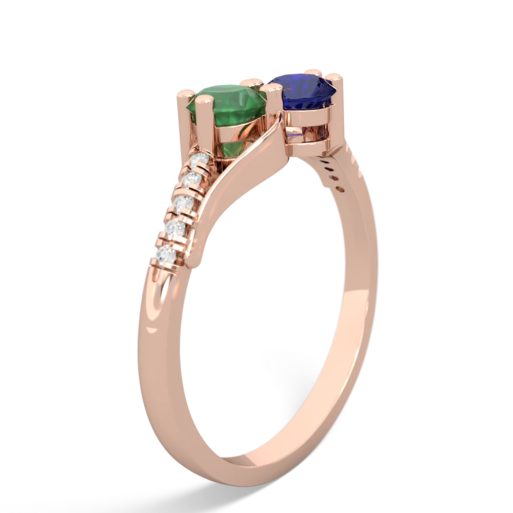 Emerald Infinity Pave Two Stone 14K Rose Gold ring R5285