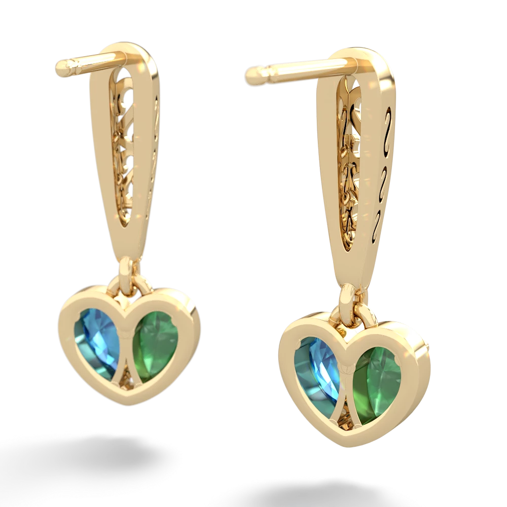 Emerald Filligree Heart 14K Yellow Gold earrings E5070