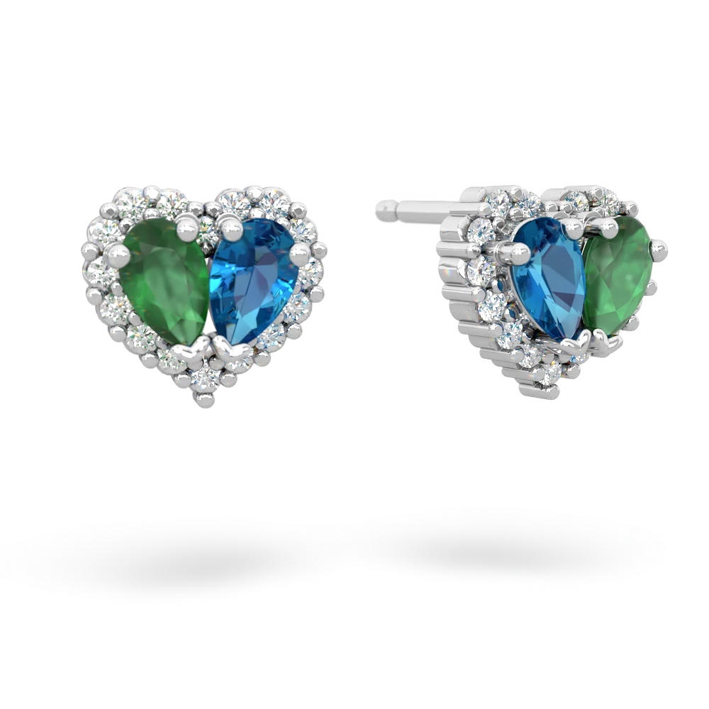 Emerald Halo 14K White Gold earrings E7008