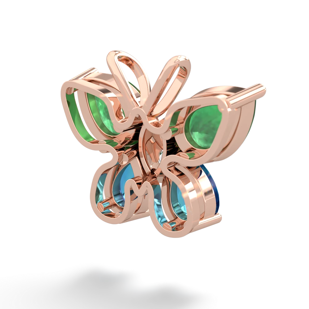 Emerald Butterfly 14K Rose Gold pendant P2215