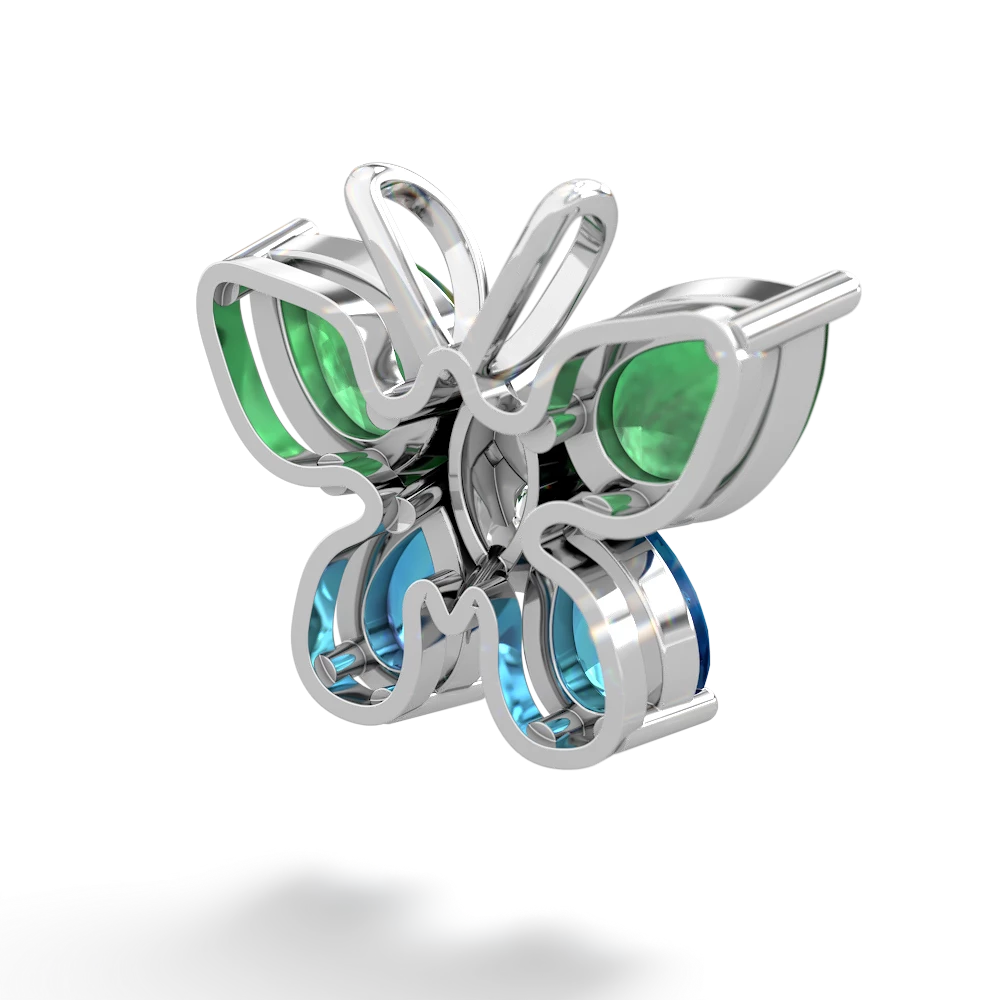 Emerald Butterfly 14K White Gold pendant P2215