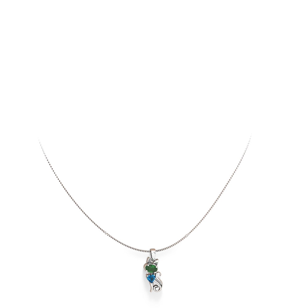 Emerald Kitten 14K White Gold pendant P5780