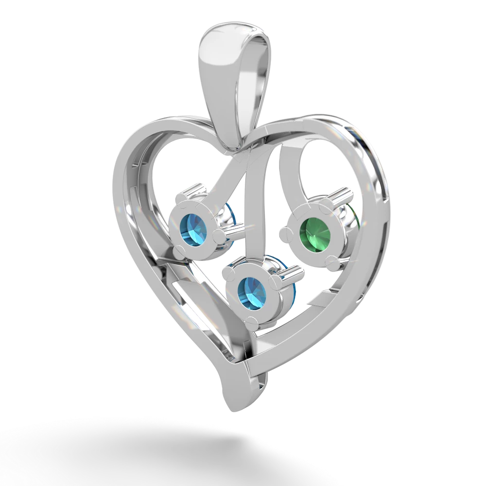 Emerald Glowing Heart 14K White Gold pendant P2233
