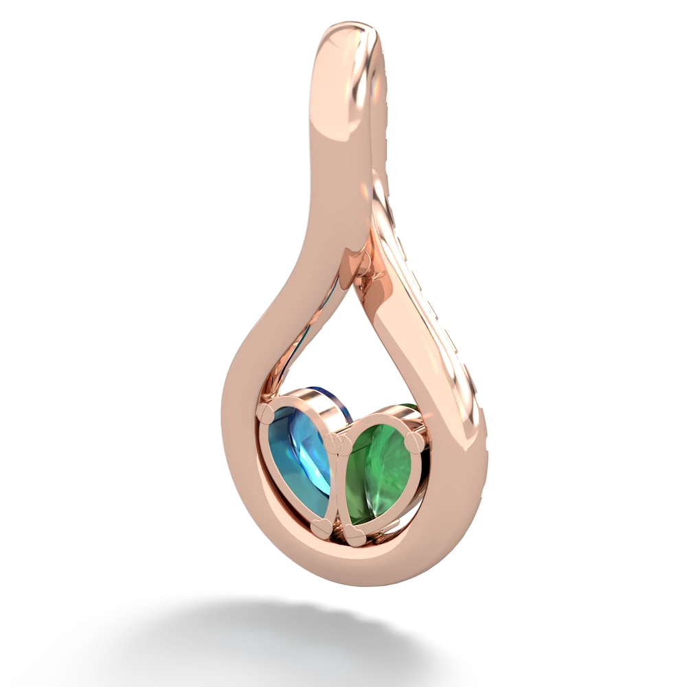 Emerald Pave Twist 'One Heart' 14K Rose Gold pendant P5360