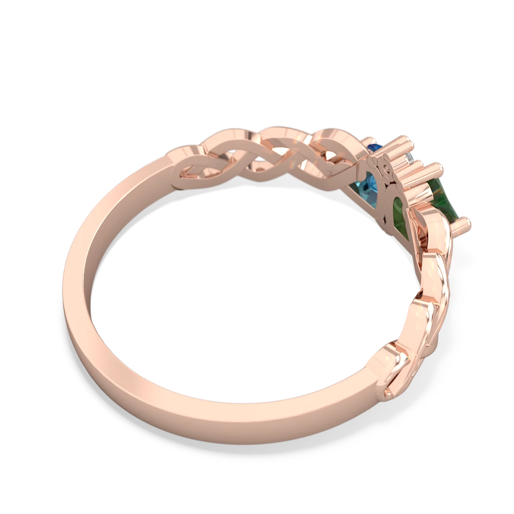 Emerald Heart To Heart Braid 14K Rose Gold ring R5870