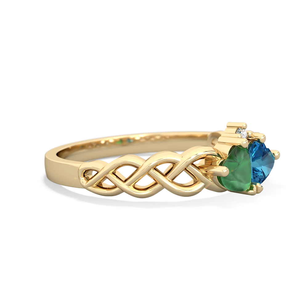 Emerald Heart To Heart Braid 14K Yellow Gold ring R5870