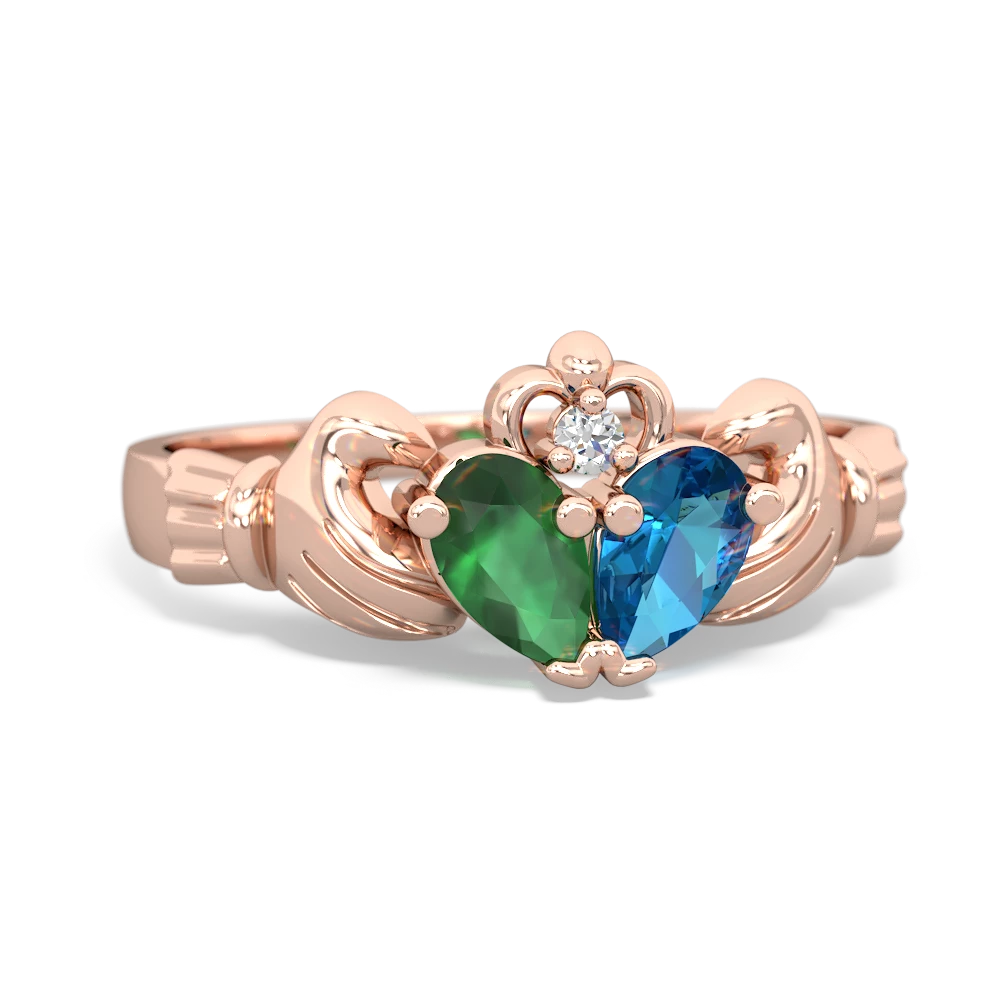 Emerald 'Our Heart' Claddagh 14K Rose Gold ring R2388