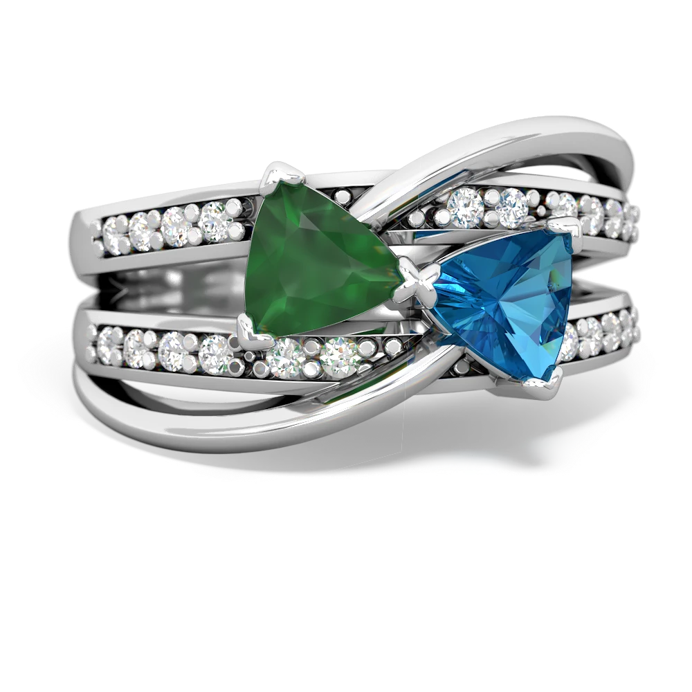 Emerald Bowtie 14K White Gold ring R2360