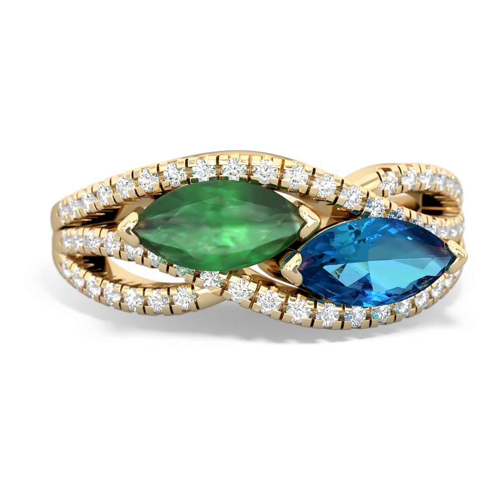 Emerald Diamond Rivers 14K Yellow Gold ring R3070