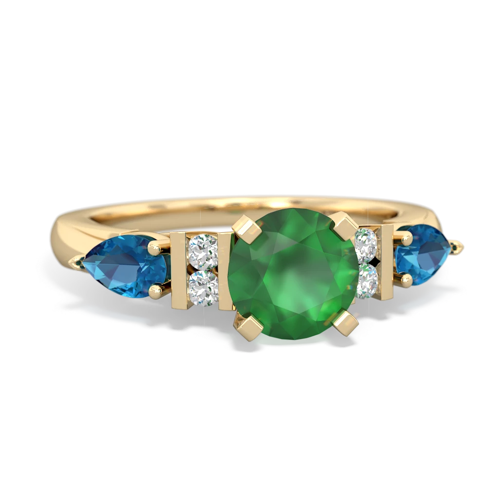 Emerald 6Mm Round Eternal Embrace Engagement 14K Yellow Gold ring R2005