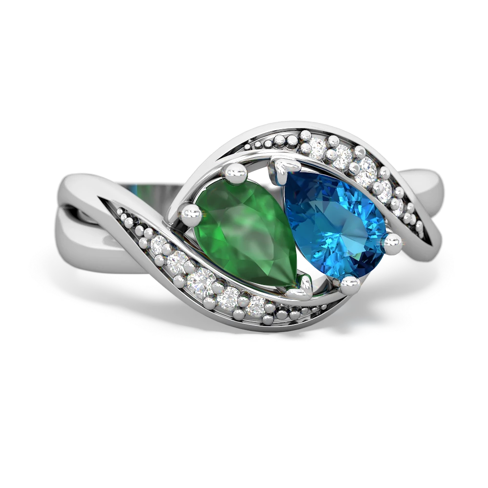 Emerald Summer Winds 14K White Gold ring R5342