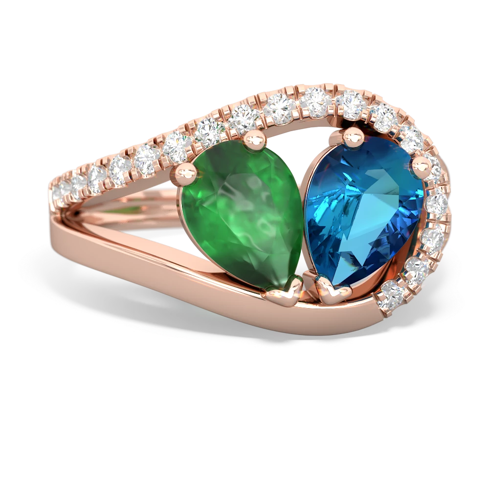 Emerald Nestled Heart Keepsake 14K Rose Gold ring R5650