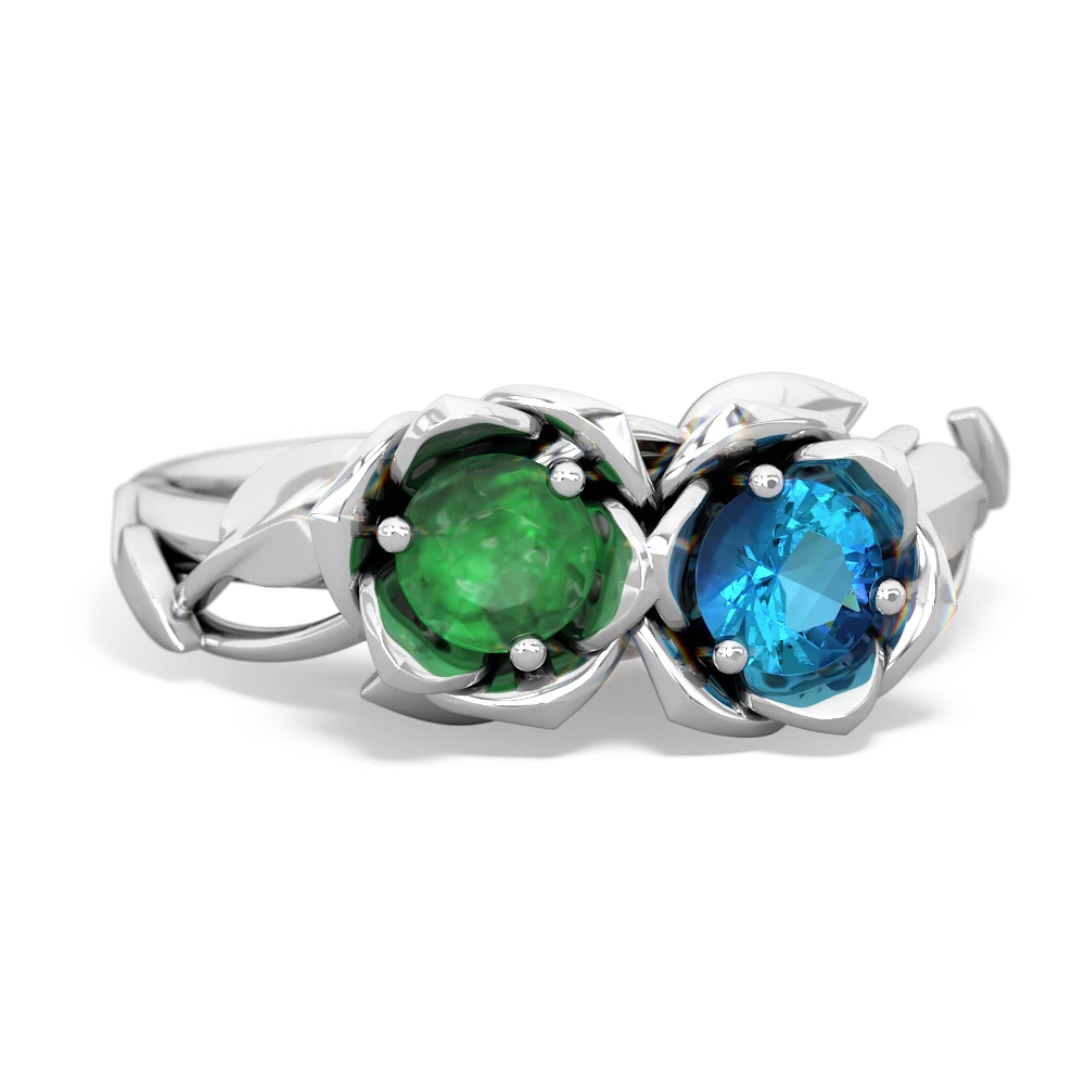 Emerald Rose Garden 14K White Gold ring R5510