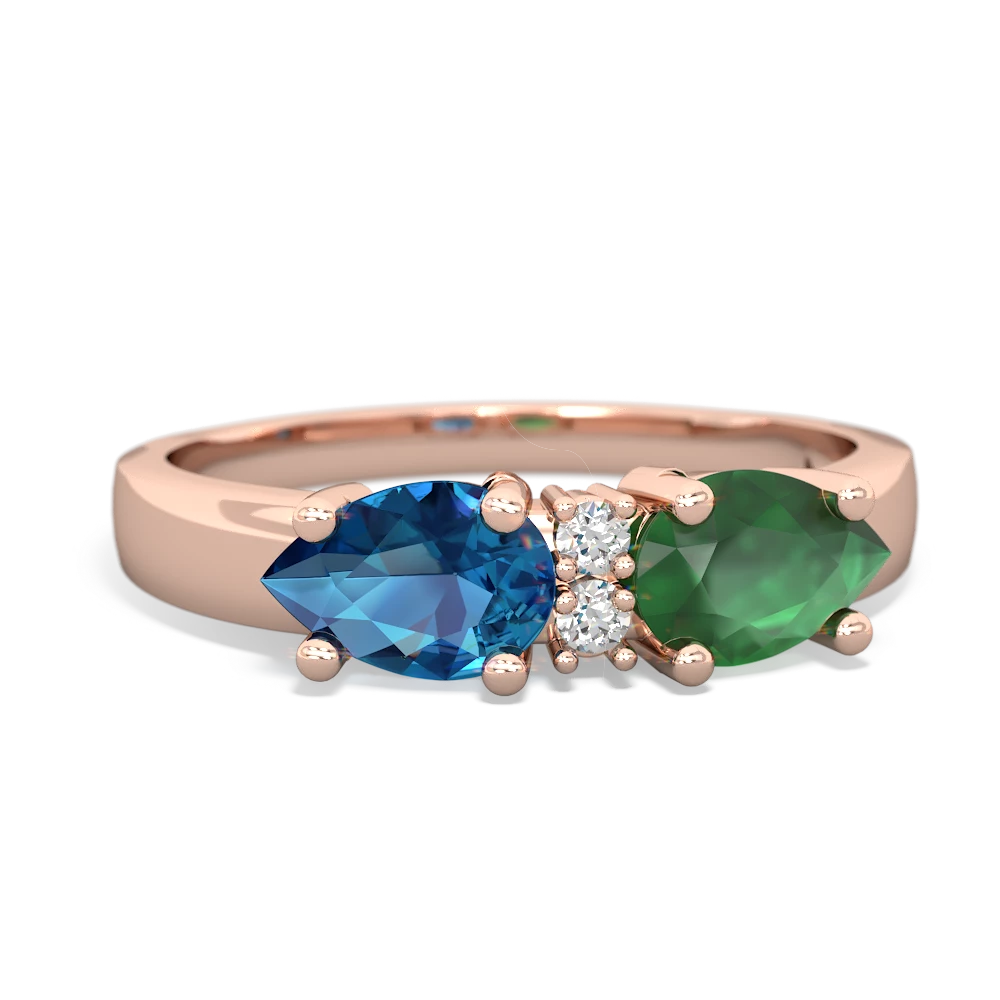 Emerald Pear Bowtie 14K Rose Gold ring R0865