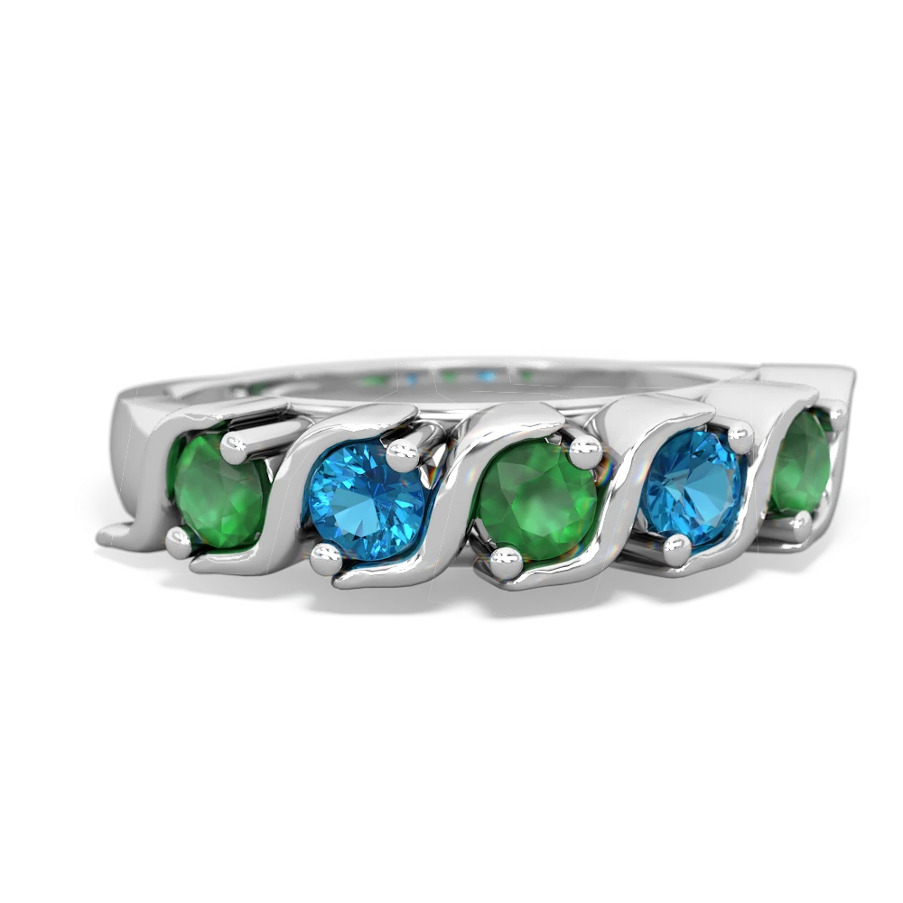 Emerald Anniversary Band 14K White Gold ring R2089