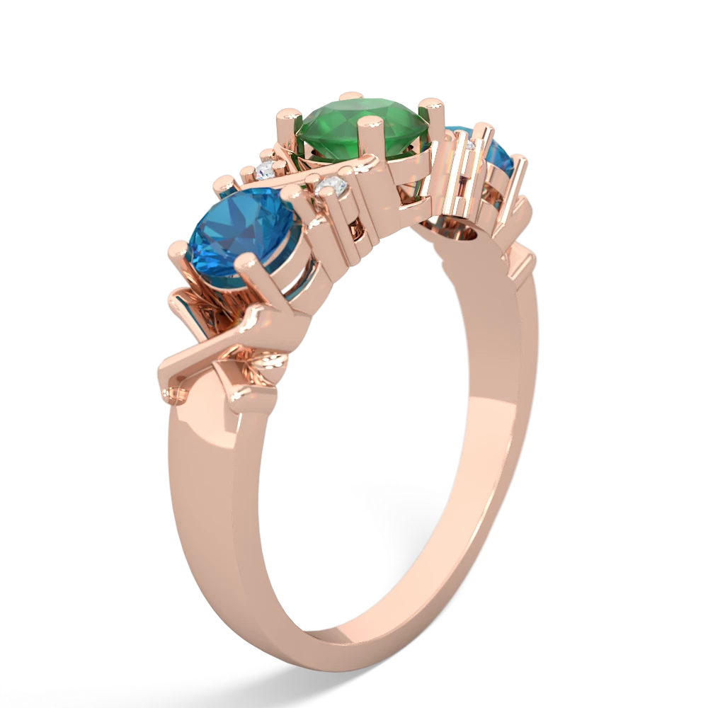 Emerald Hugs And Kisses 14K Rose Gold ring R5016