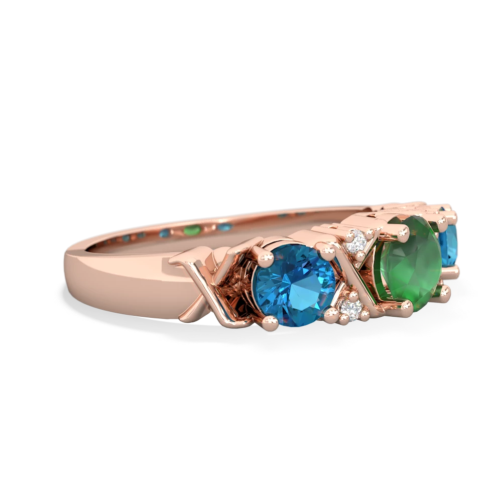 Emerald Hugs And Kisses 14K Rose Gold ring R5016