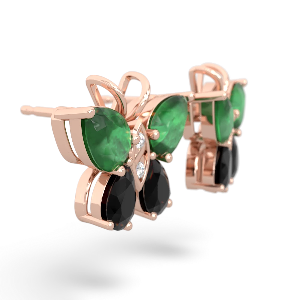 Emerald Butterfly 14K Rose Gold earrings E2215