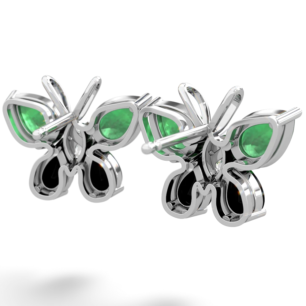 Emerald Butterfly 14K White Gold earrings E2215