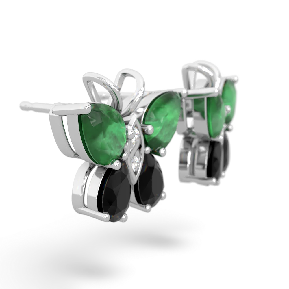 Emerald Butterfly 14K White Gold earrings E2215