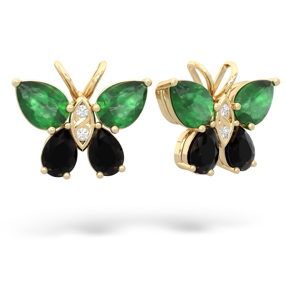 Emerald Butterfly 14K Yellow Gold earrings E2215