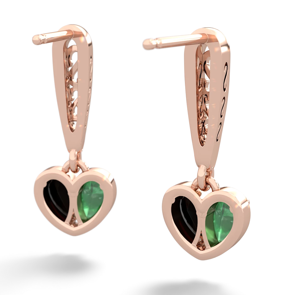 Emerald Filligree Heart 14K Rose Gold earrings E5070