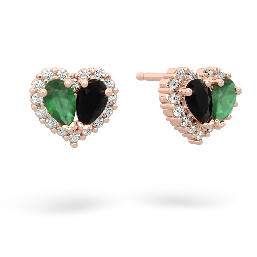 Emerald Halo 14K Rose Gold earrings E7008