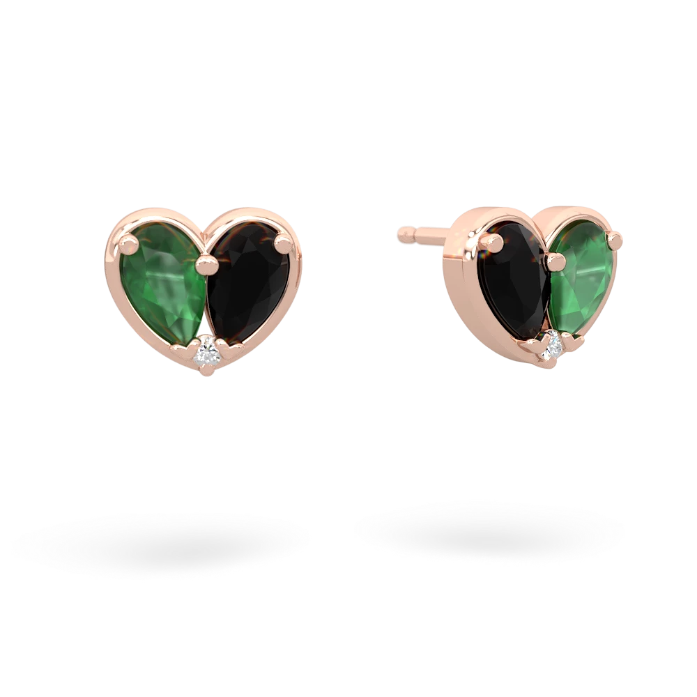 Emerald 'Our Heart' 14K Rose Gold earrings E5072