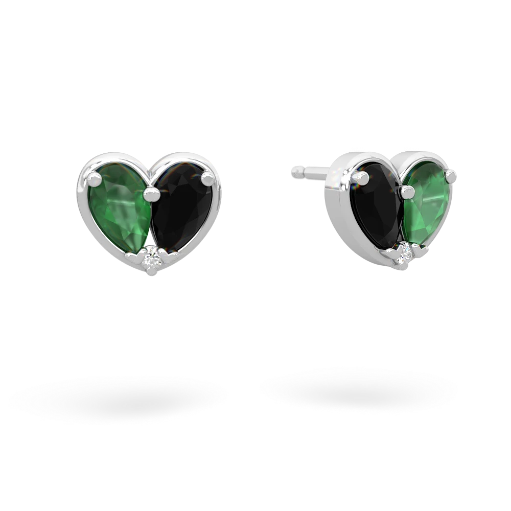 Emerald 'Our Heart' 14K White Gold earrings E5072