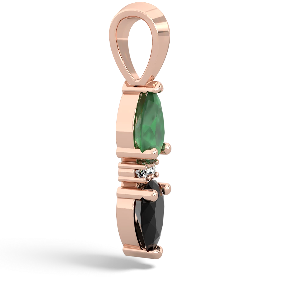 Emerald Bowtie Drop 14K Rose Gold pendant P0865