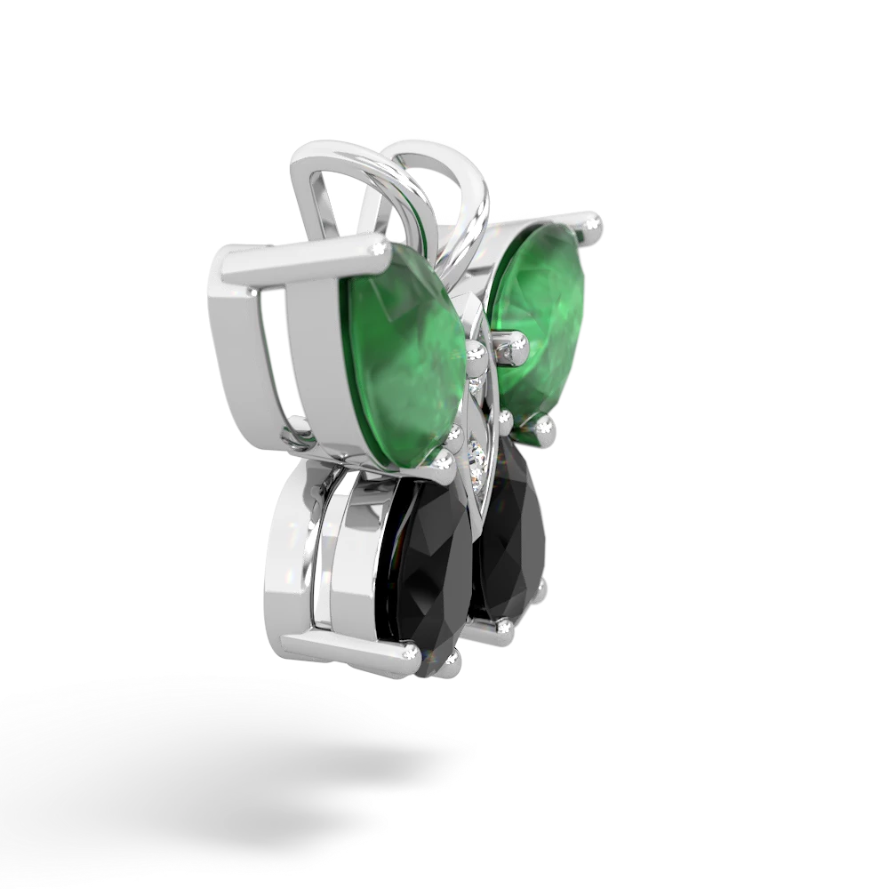 Emerald Butterfly 14K White Gold pendant P2215