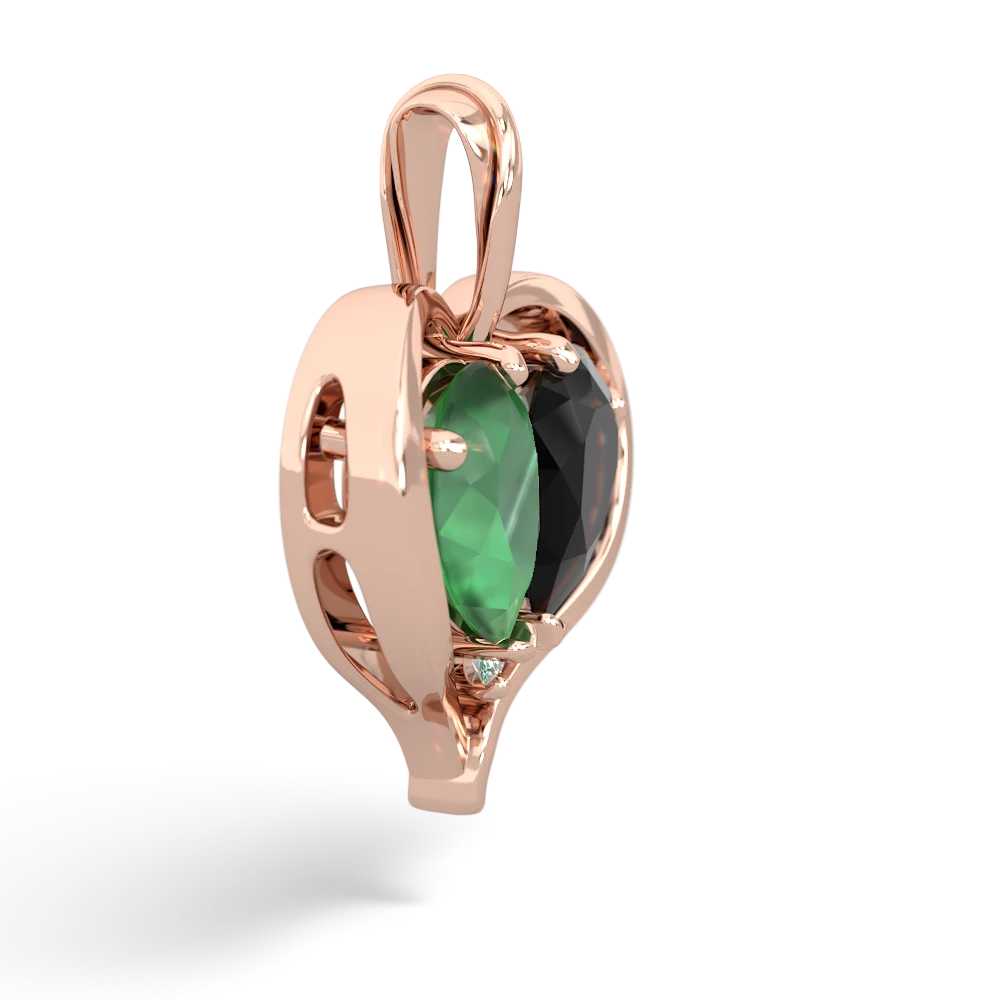 Emerald Two Become One 14K Rose Gold pendant P5330