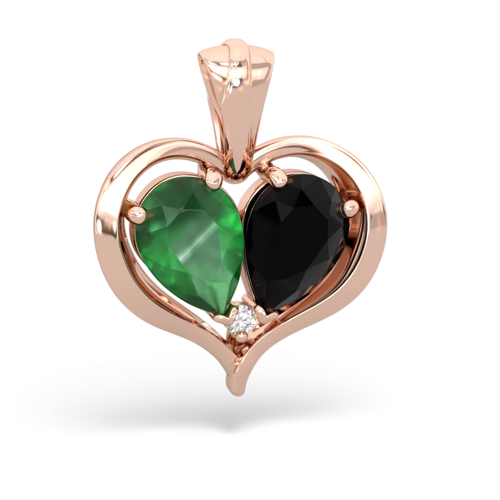 Emerald Two Become One 14K Rose Gold pendant P5330