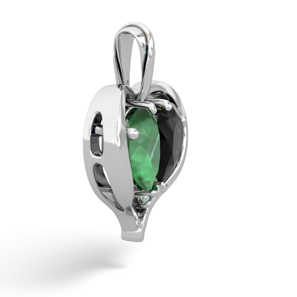 Emerald Two Become One 14K White Gold pendant P5330