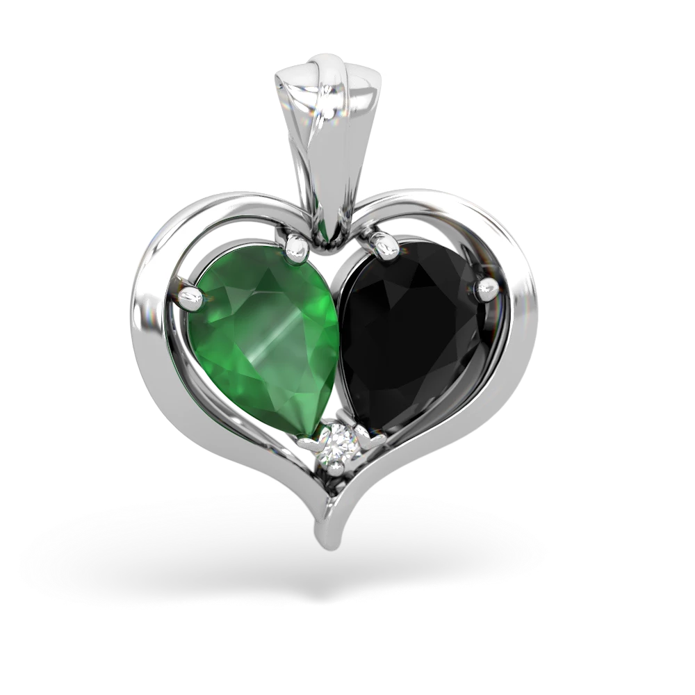 Emerald Two Become One 14K White Gold pendant P5330