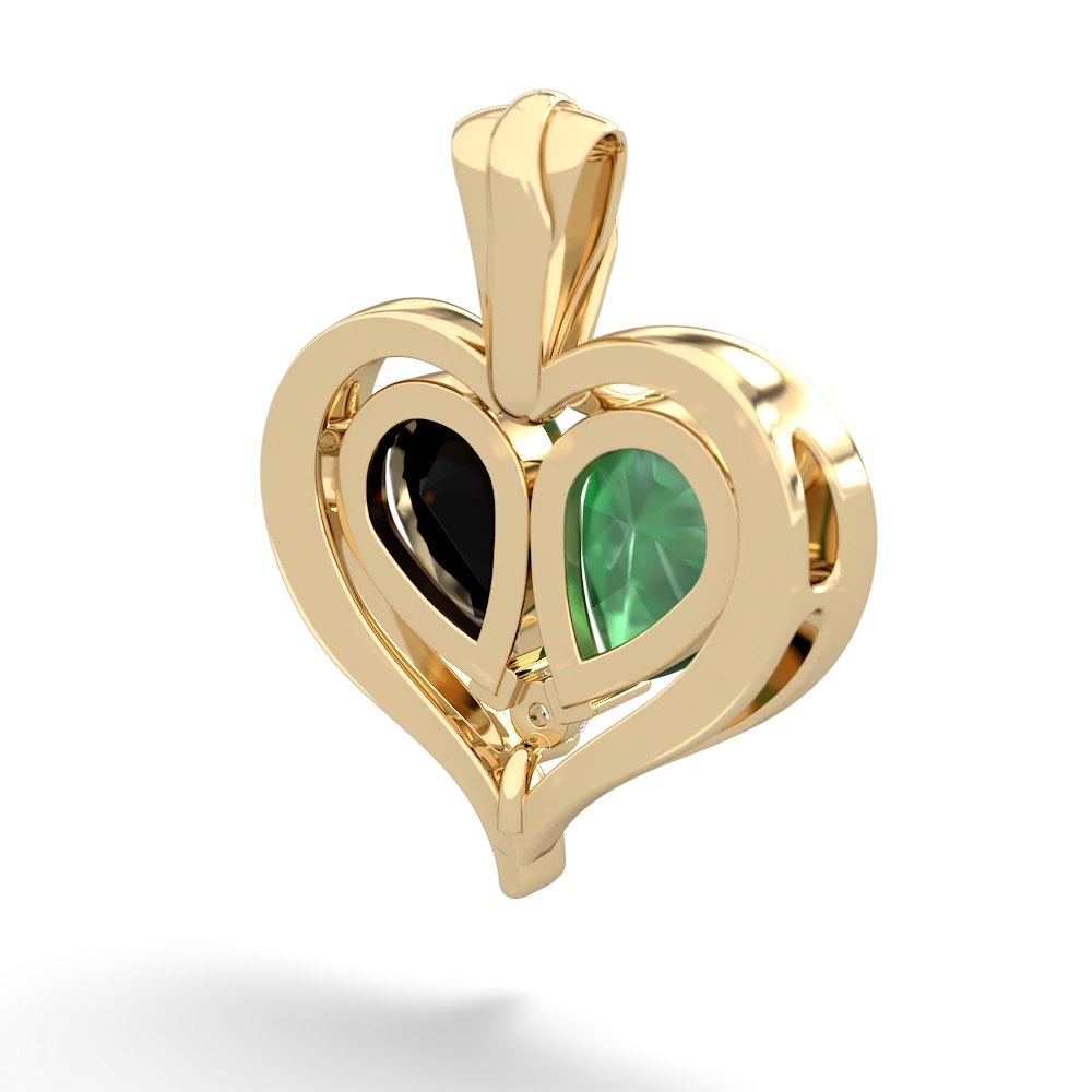 Emerald Two Become One 14K Yellow Gold pendant P5330