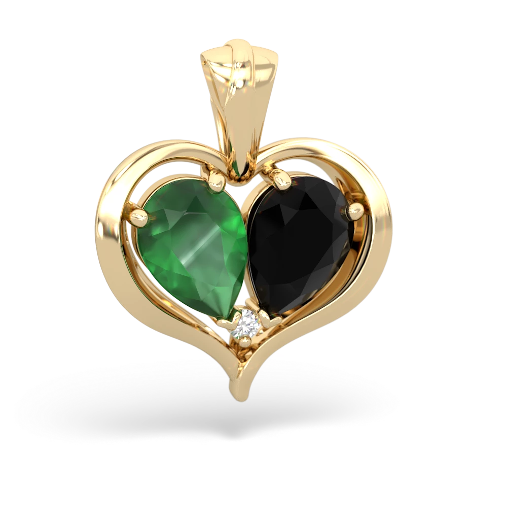 Emerald Two Become One 14K Yellow Gold pendant P5330